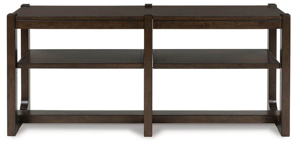Breckington Sofa Table in Dark Brown, front view