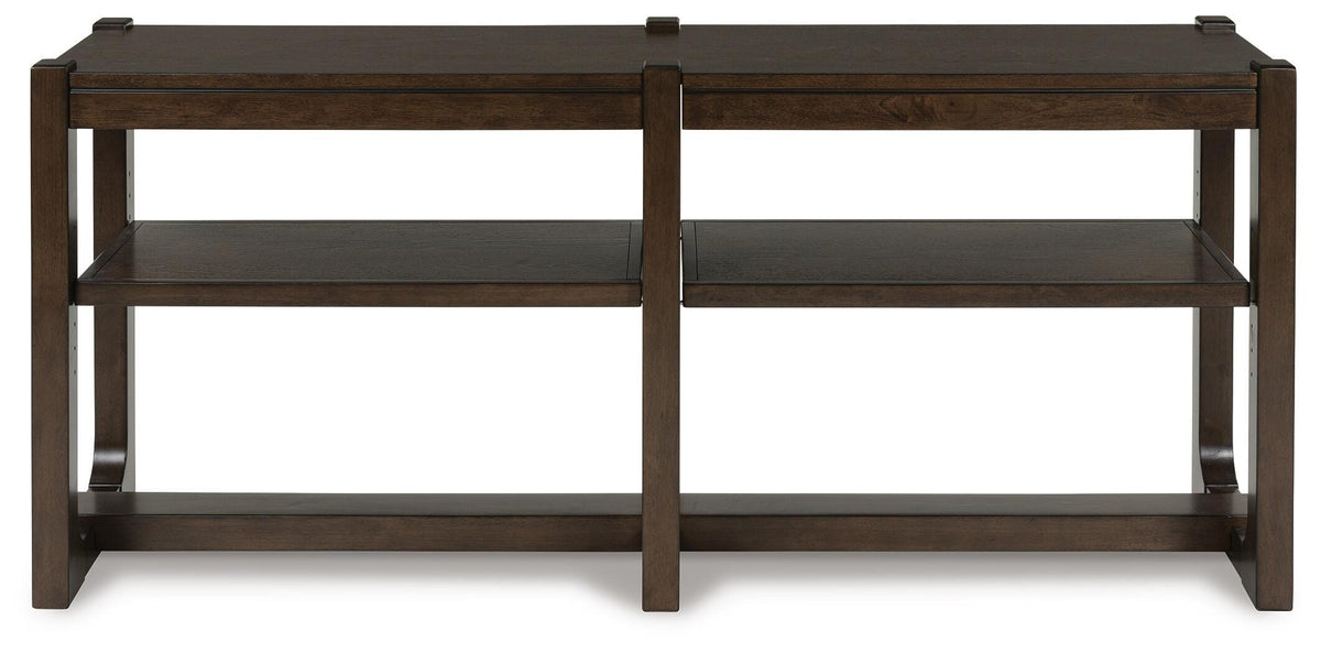 Breckington Sofa Table in Dark Brown, front view