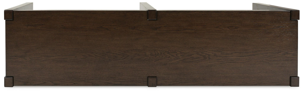 Breckington Sofa Table in Dark Brown, top view