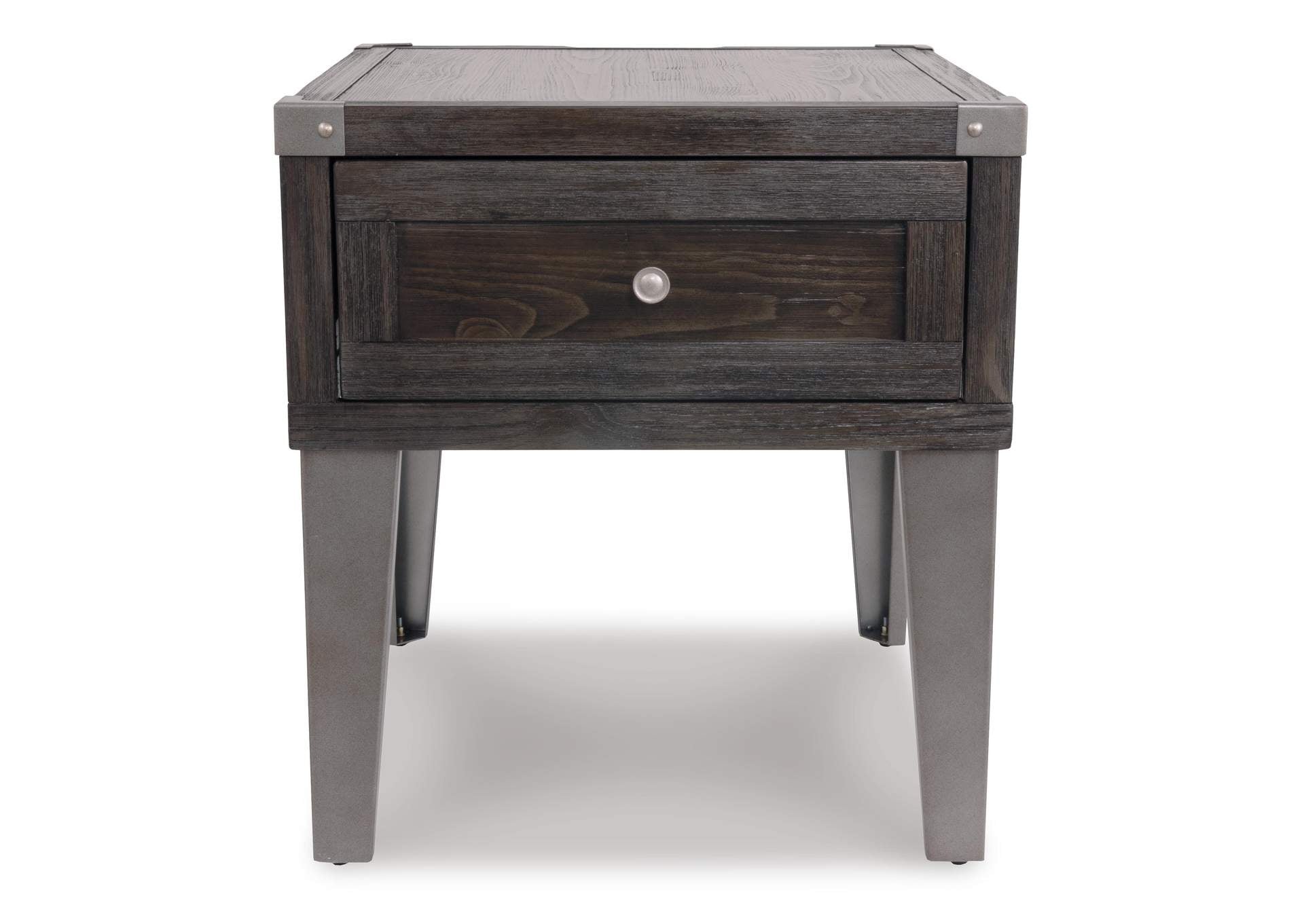 Todoe End Table with USB Ports & Outlets front view