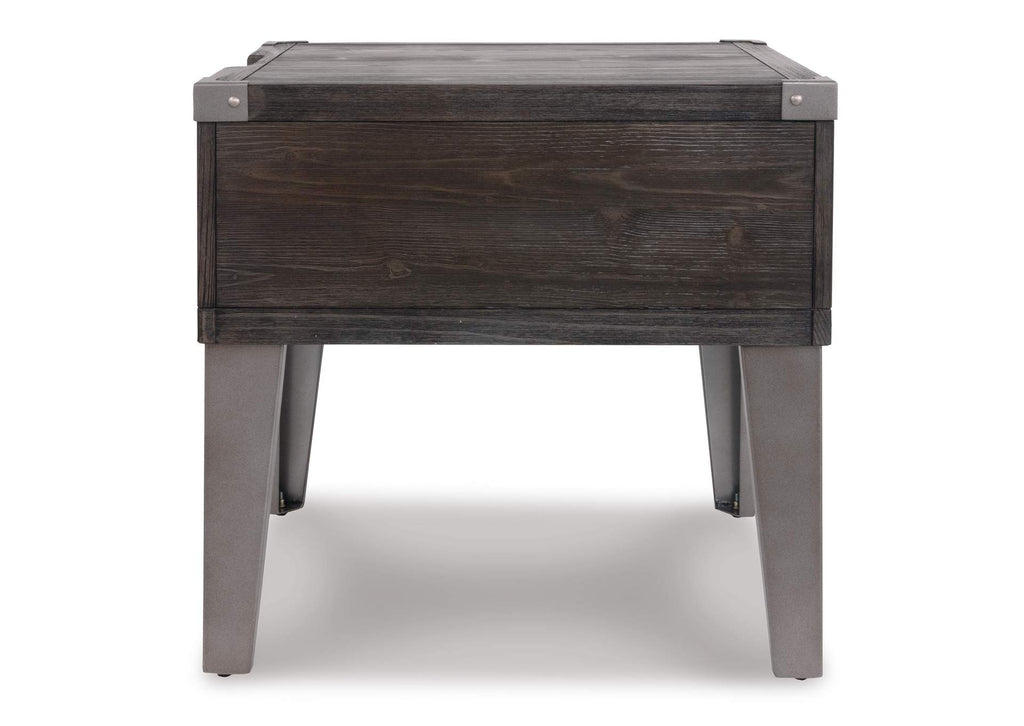 Todoe End Table with USB Ports & Outlets side view