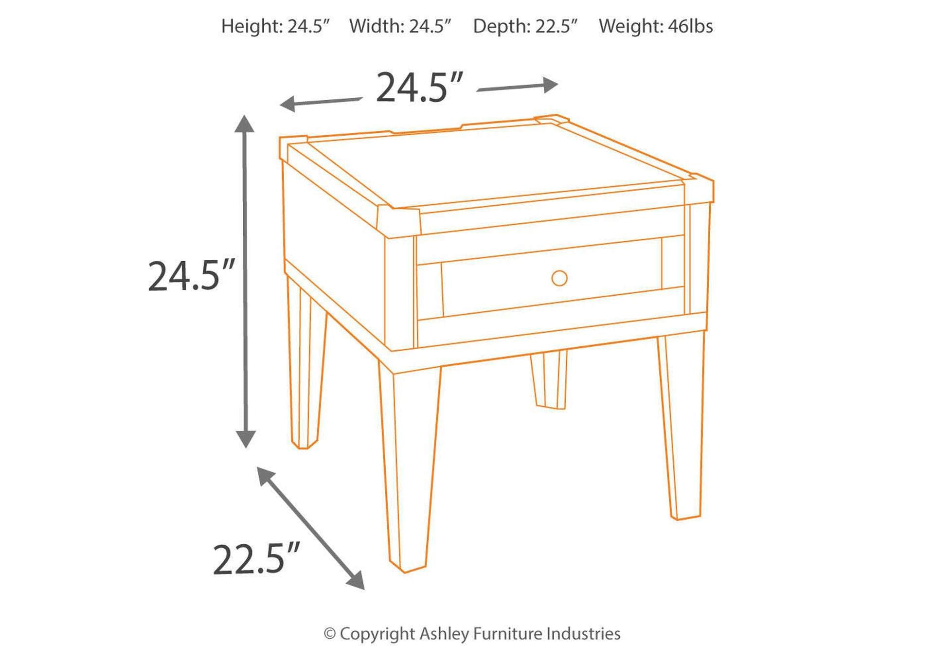 Todoe 2 End Tables dimensions