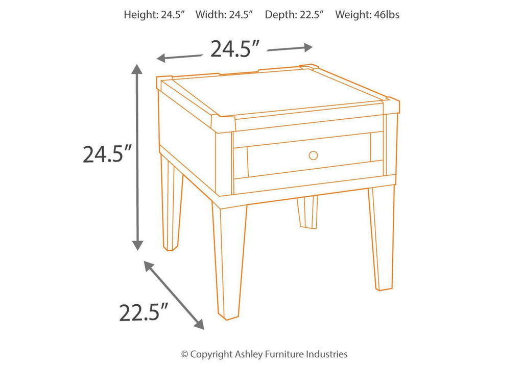 Todoe Coffee Table with 2 End Tables dimensions