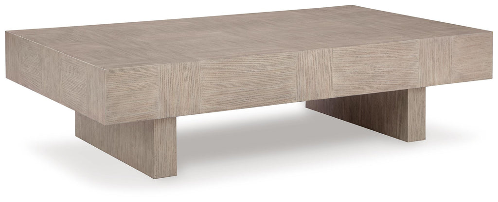 Jorlaina Coffee Table in Light Grayish Brown, angle view