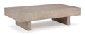 Jorlaina Coffee Table in Light Grayish Brown, angle view