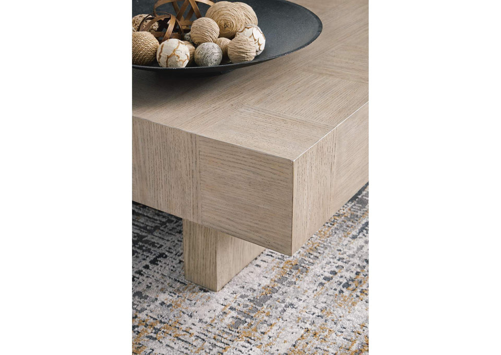 Jorlaina Coffee Table with 1 End Table detail