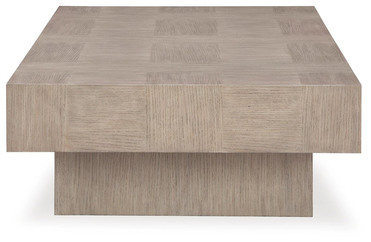 Jorlaina Coffee Table in Light Grayish Brown, side view