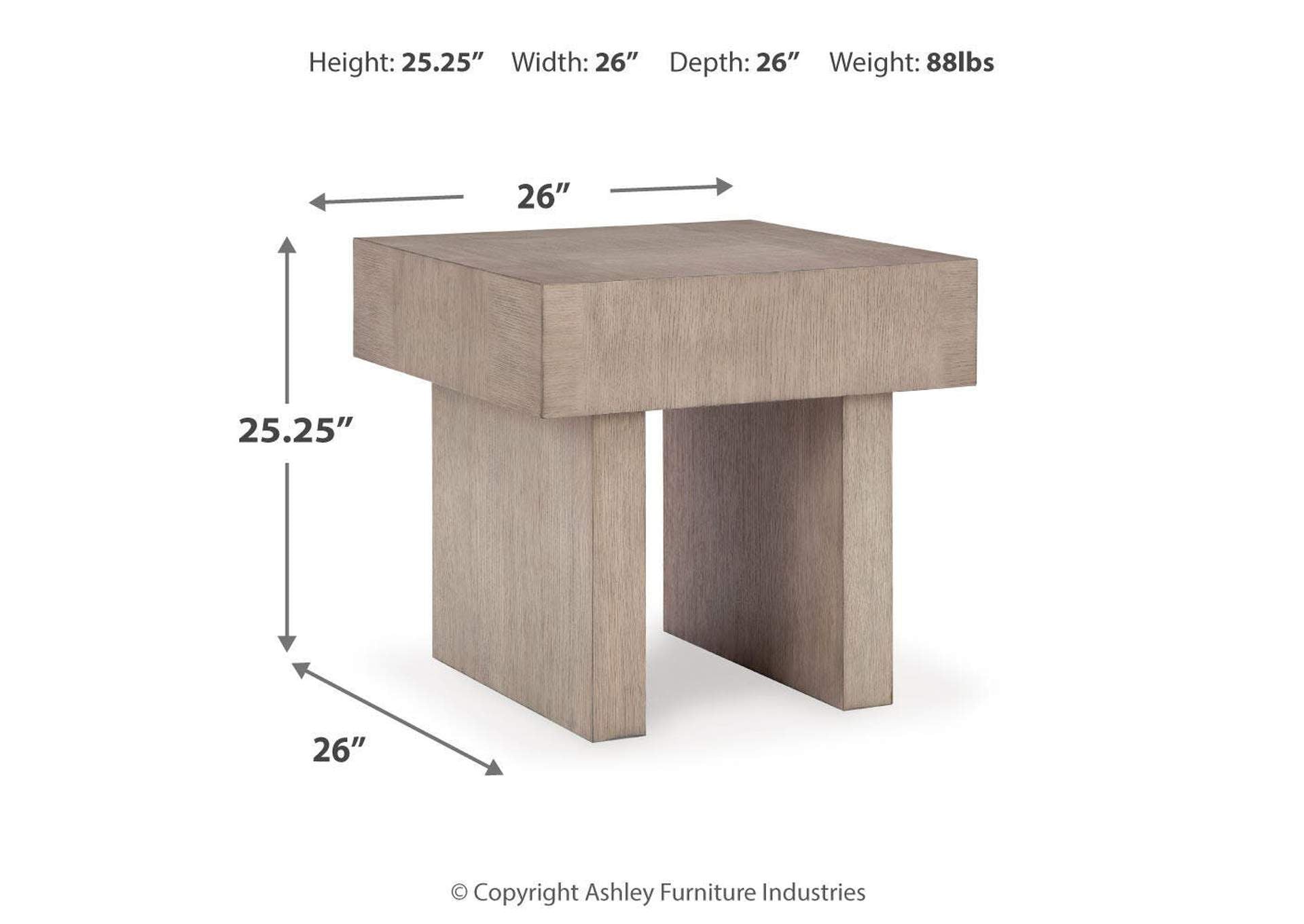 Jorlaina Coffee Table with 1 End Table dimensions
