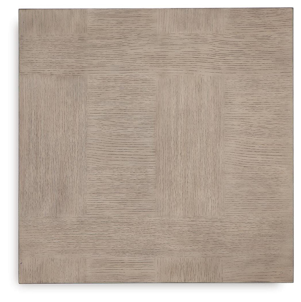 Jorlaina End Table in Light Grayish Brown, top view