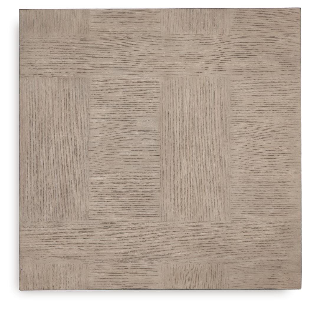 Jorlaina End Table in Light Grayish Brown, top view