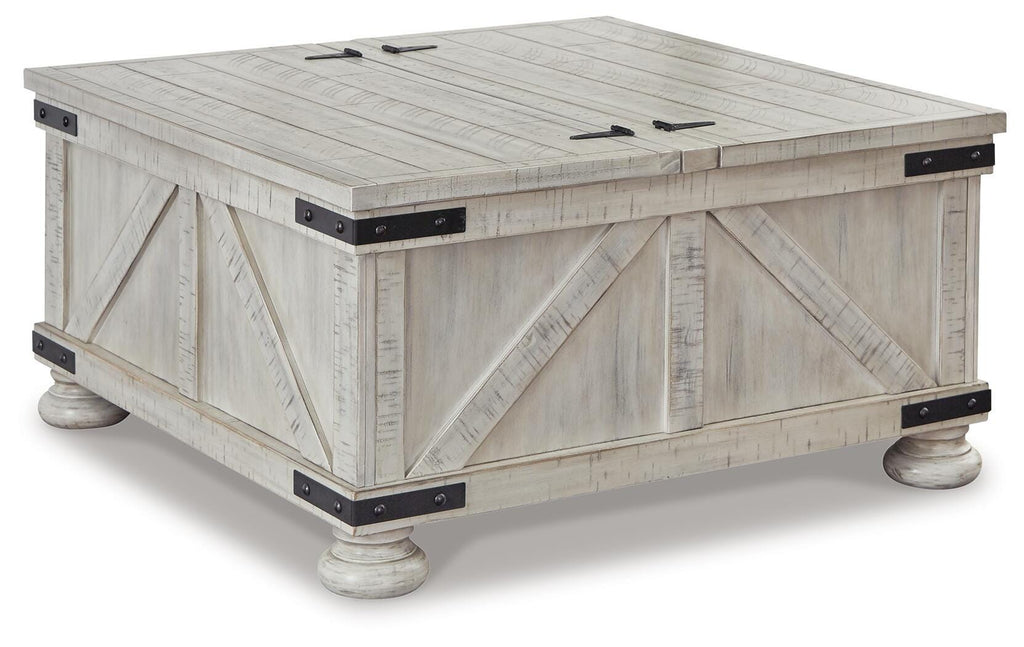 Carynhurst Coffee Table in Whitewash, closed view