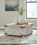 Carynhurst Coffee Table in Whitewash, closed view