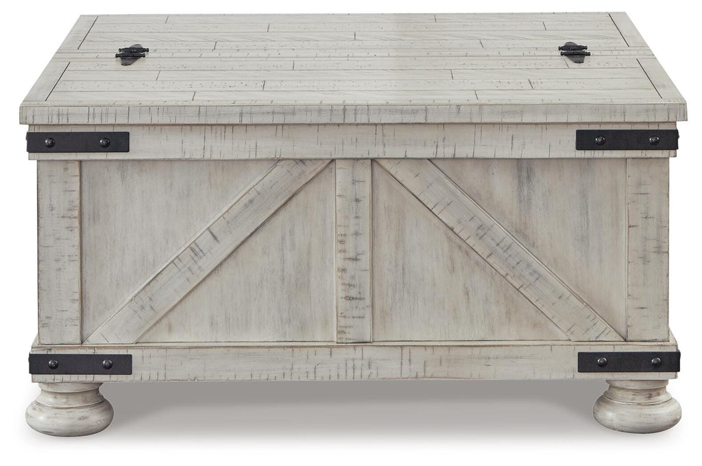 Carynhurst Coffee Table in Whitewash, side view