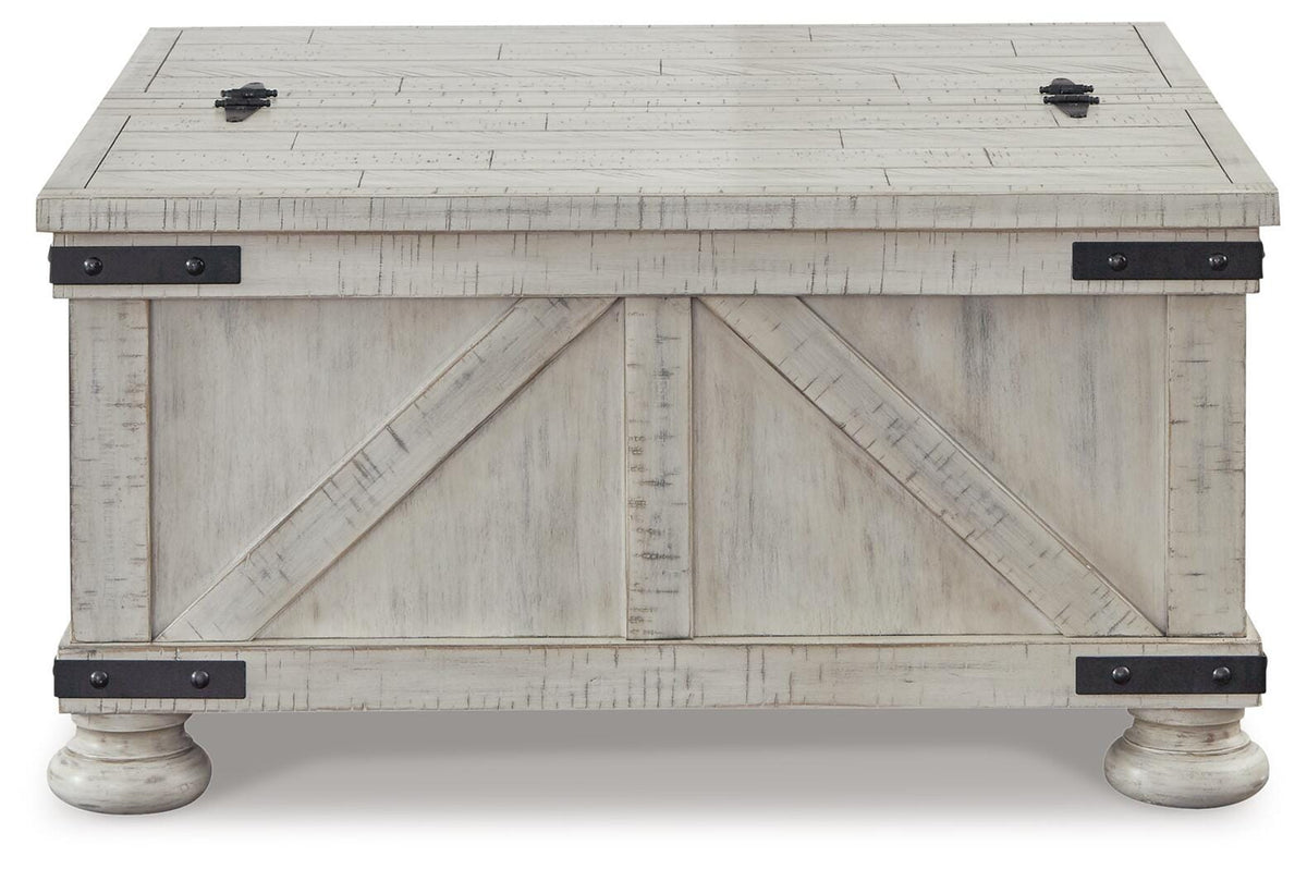 Carynhurst Coffee Table in Whitewash, side view