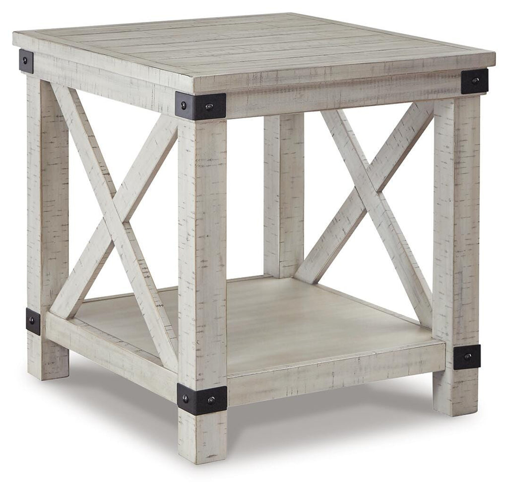 Carynhurst End Table in Whitewash, angle view