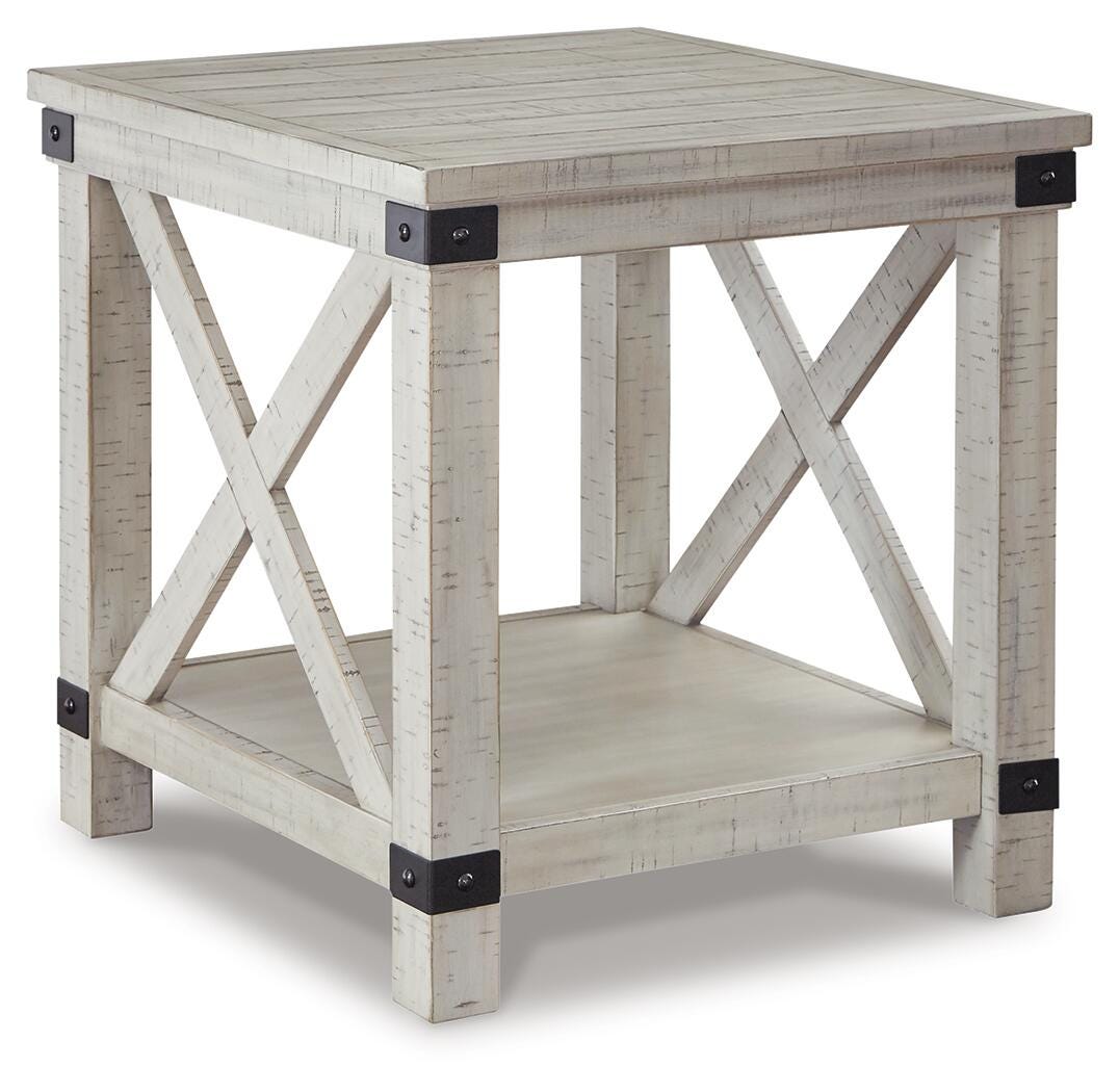 Carynhurst End Table in Whitewash, angle view