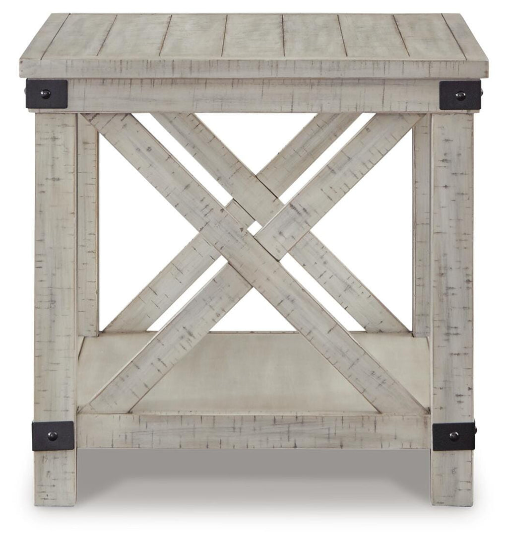 Carynhurst End Table in Whitewash, side view
