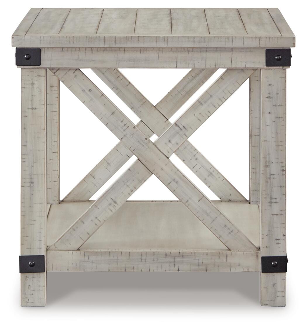 Carynhurst End Table in Whitewash, side view