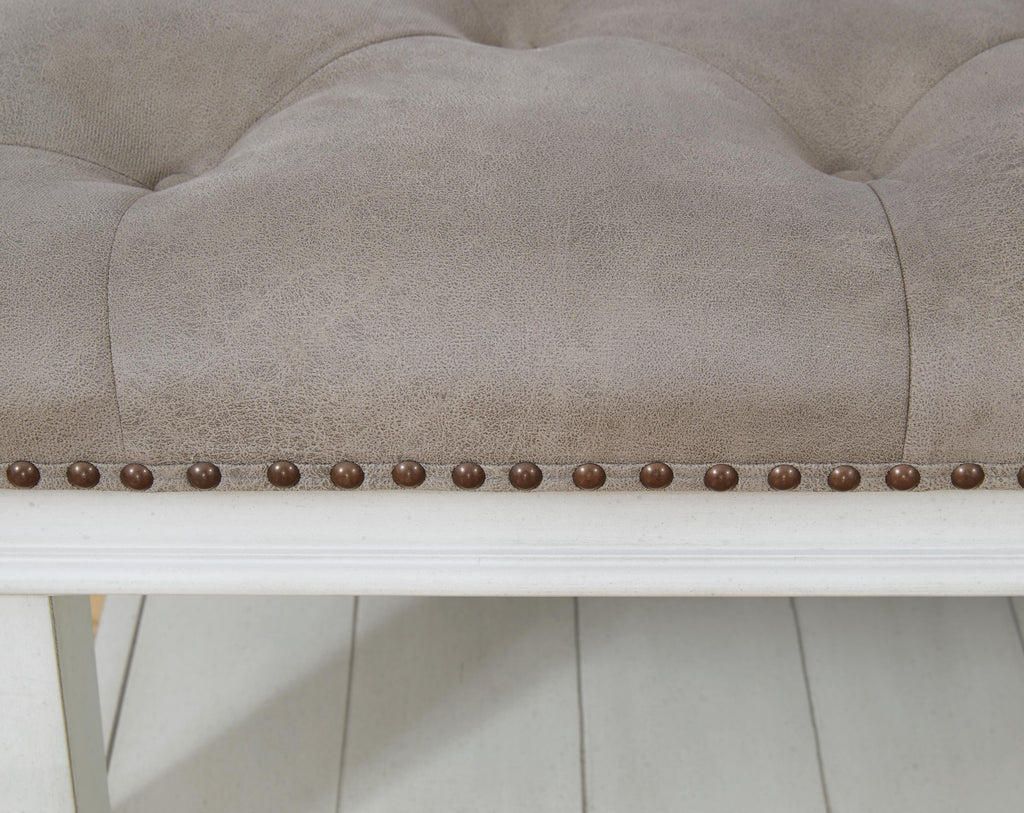 Kanwyn Upholstered Ottoman Coffee Table in Grayish Brown/White, detail view