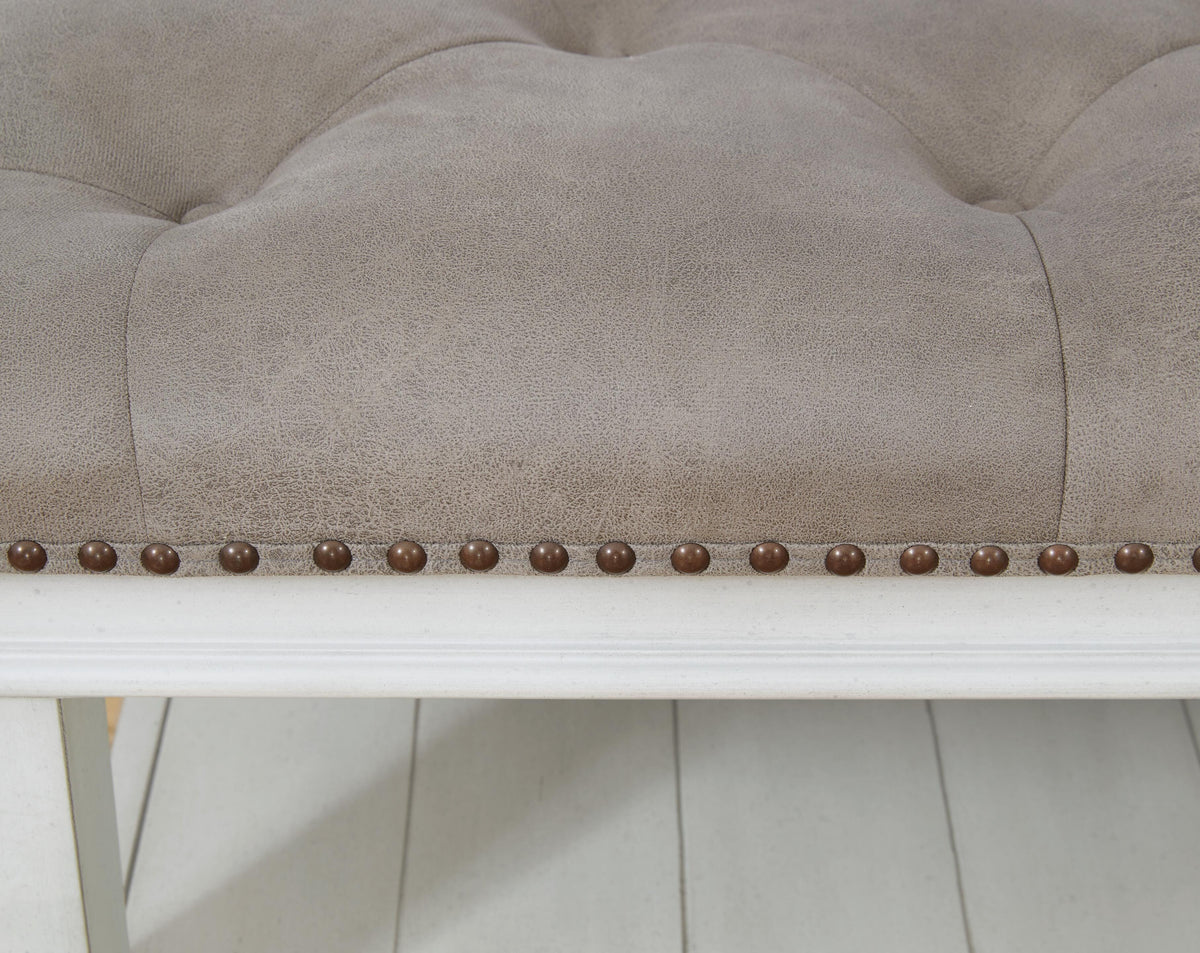 Kanwyn Upholstered Ottoman Coffee Table in Grayish Brown/White, detail view