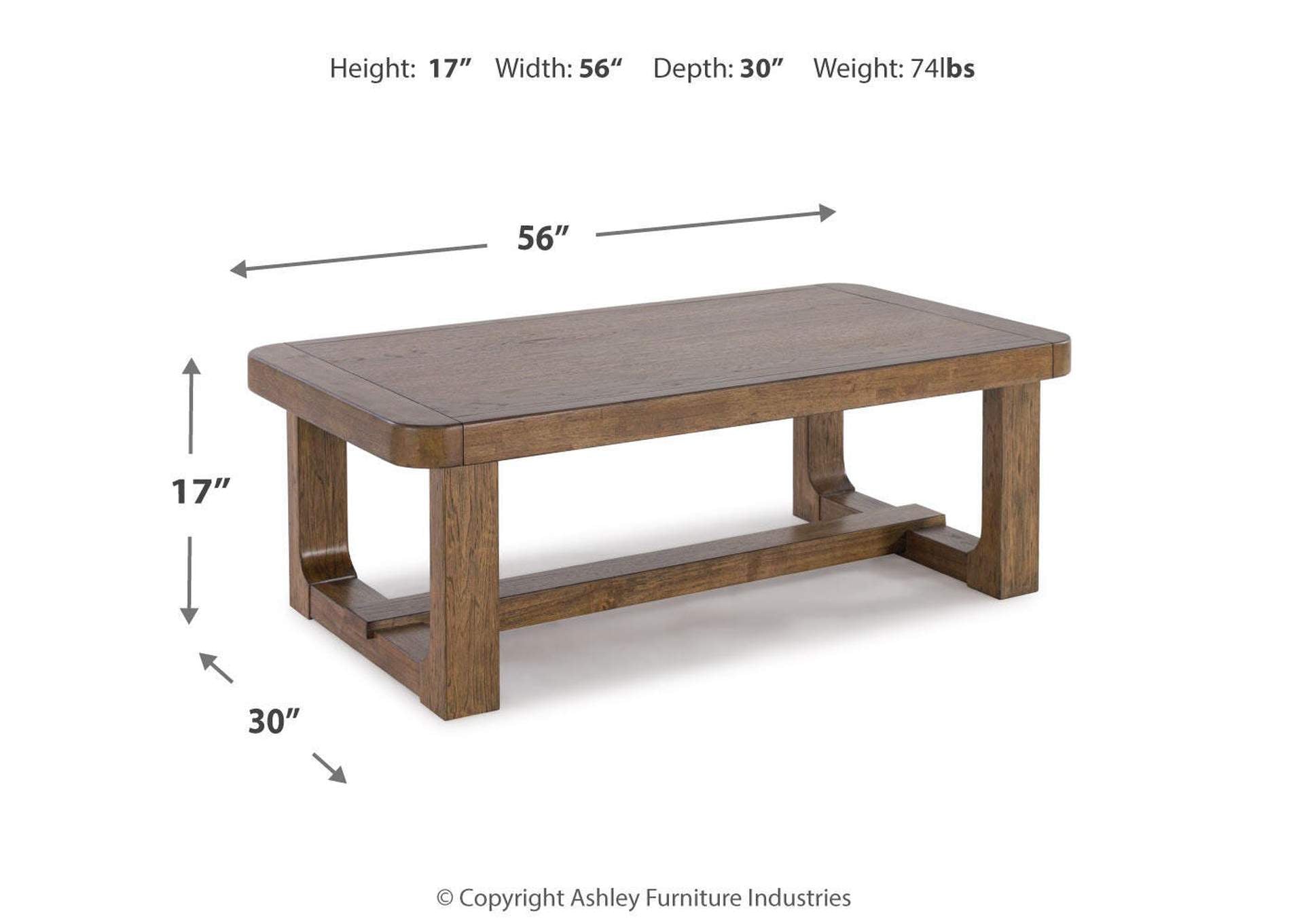Cabalynn Coffee Table with 2 End Tables dimensions