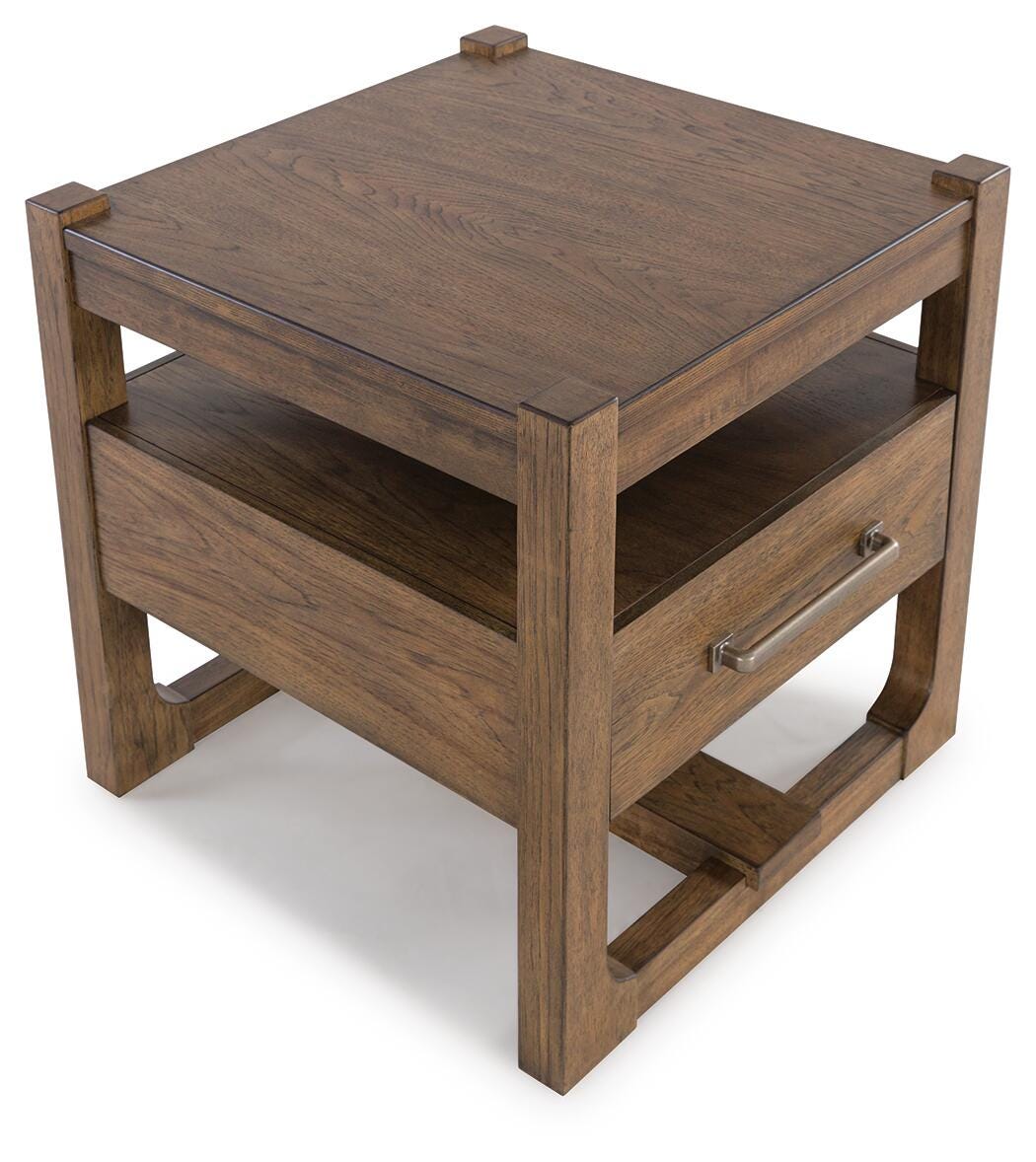 Cabalynn End Table in Light Brown, angle view