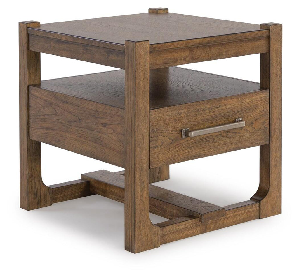 Cabalynn End Table in Light Brown, closed view