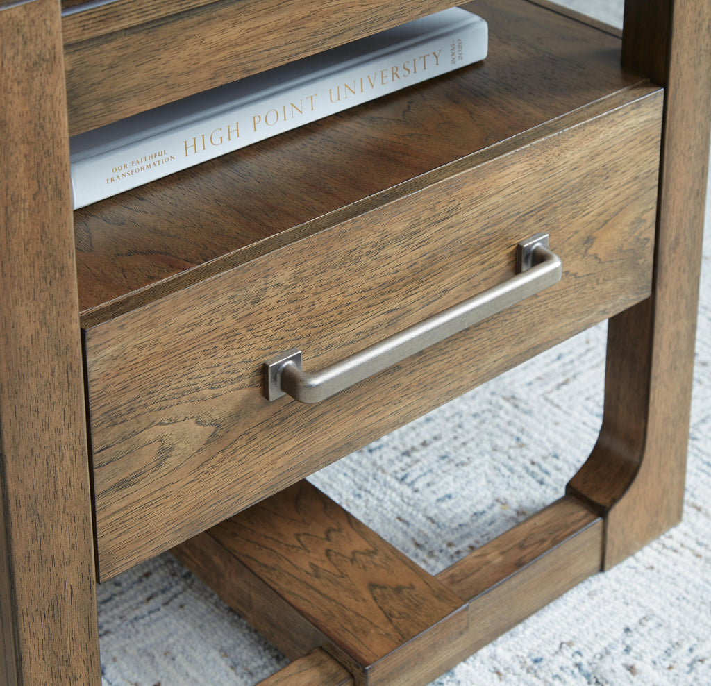 Cabalynn End Table in Light Brown, detail view