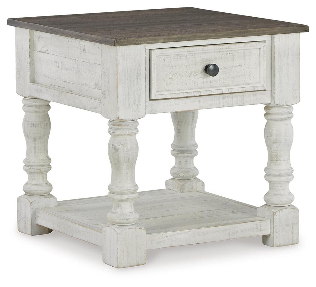Havalance End Table in White/Gray, closed view