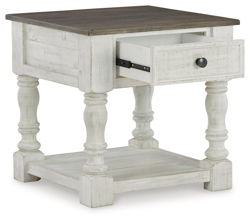 Havalance End Table in White/Gray, open view