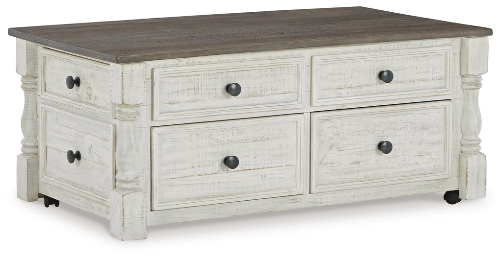 Havalance Lift-Top Coffee Table in White/Gray, closed view