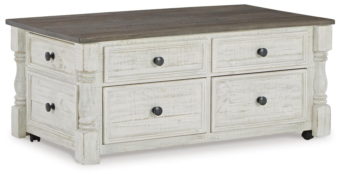Havalance Lift-Top Coffee Table in White/Gray, closed view