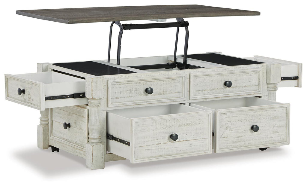 Havalance Lift-Top Coffee Table in White/Gray, open view