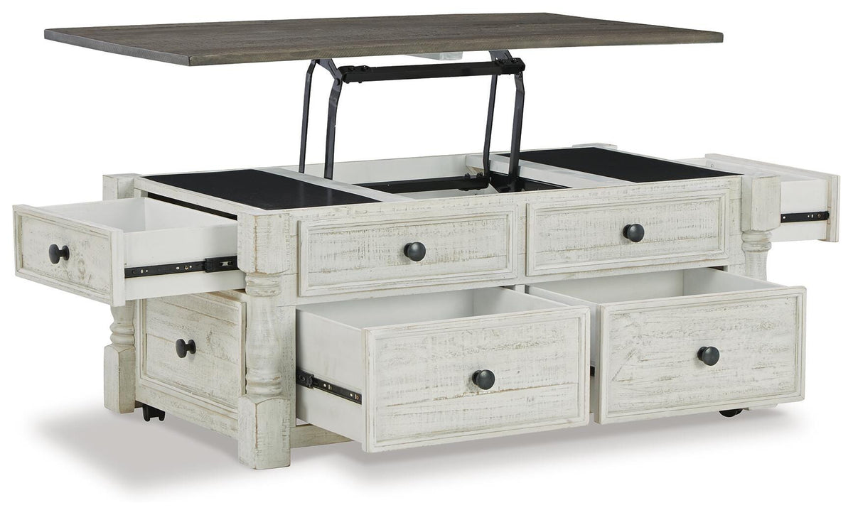 Havalance Lift-Top Coffee Table in White/Gray, open view