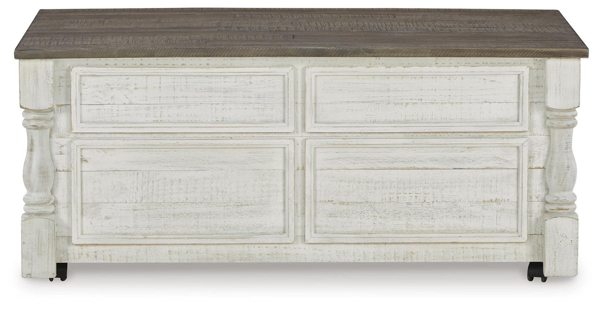 Havalance Lift-Top Coffee Table in White/Gray, back view