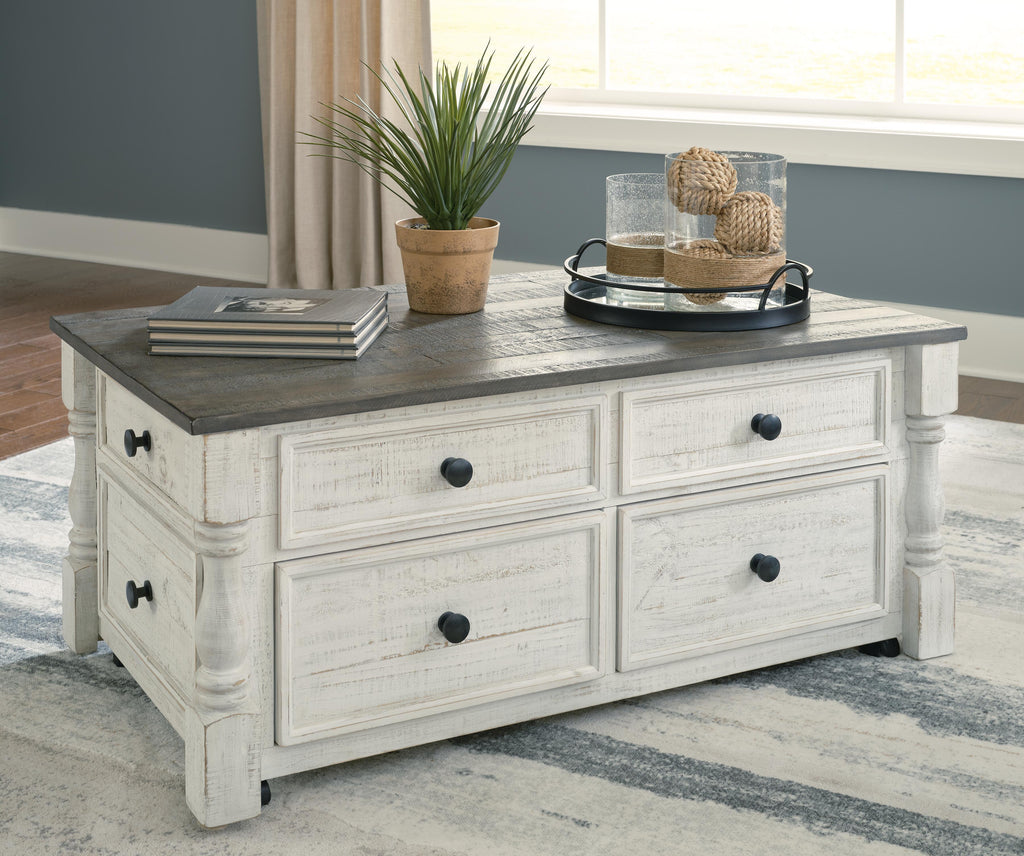 Havalance Lift-Top Coffee Table in White/Gray, closed view