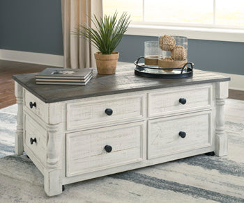 Havalance Lift-Top Coffee Table in White/Gray, closed view