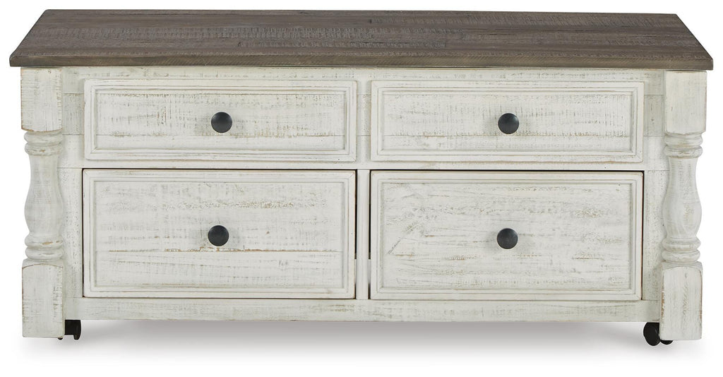 Havalance Lift-Top Coffee Table in White/Gray, front view