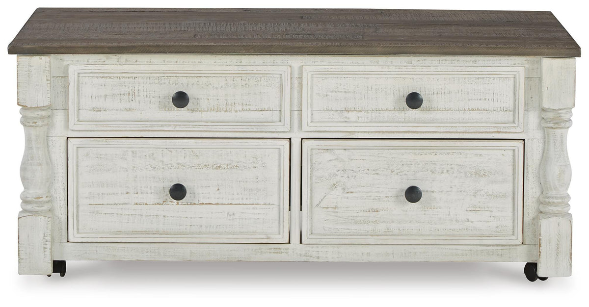 Havalance Lift-Top Coffee Table in White/Gray, front view