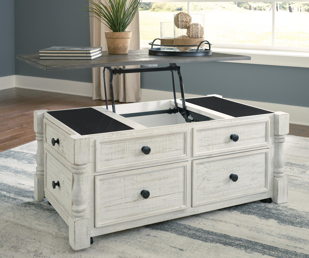 Havalance Lift-Top Coffee Table in White/Gray, open view