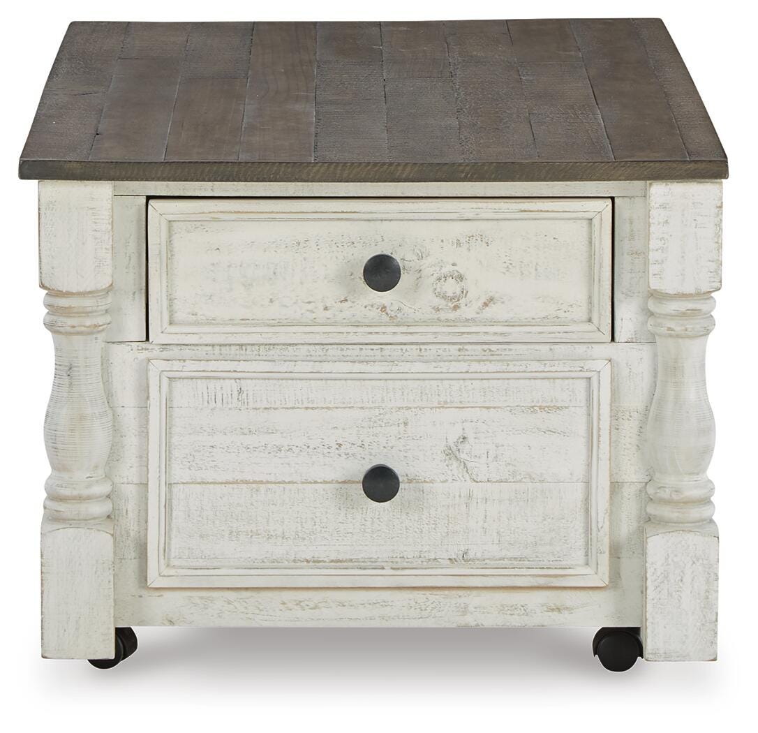 Havalance Lift-Top Coffee Table in White/Gray, side view