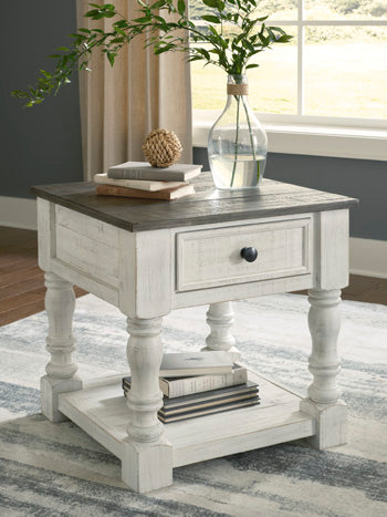 Havalance End Table in White/Gray