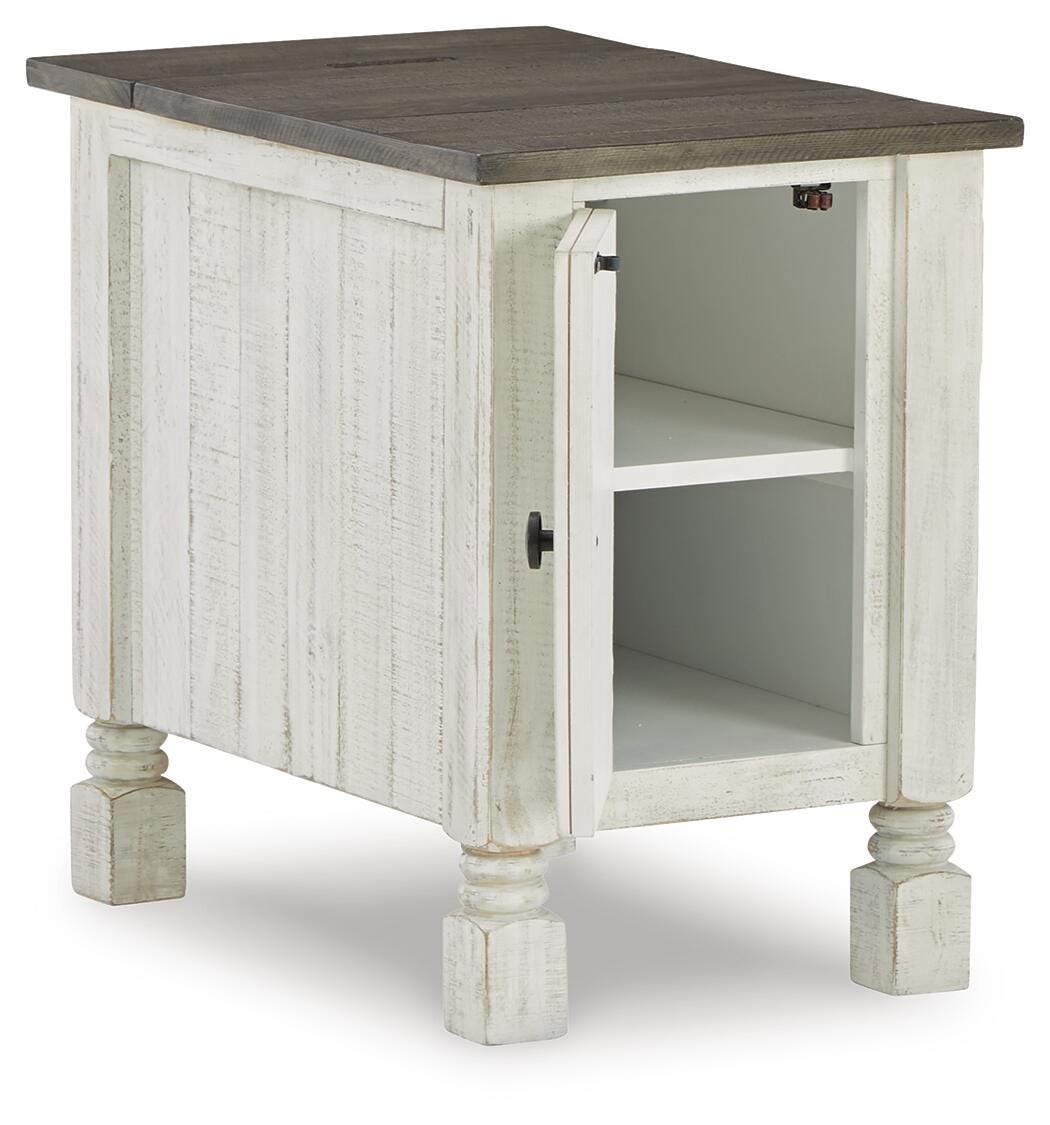 Havalance Chairside End Table in White/Gray, open view