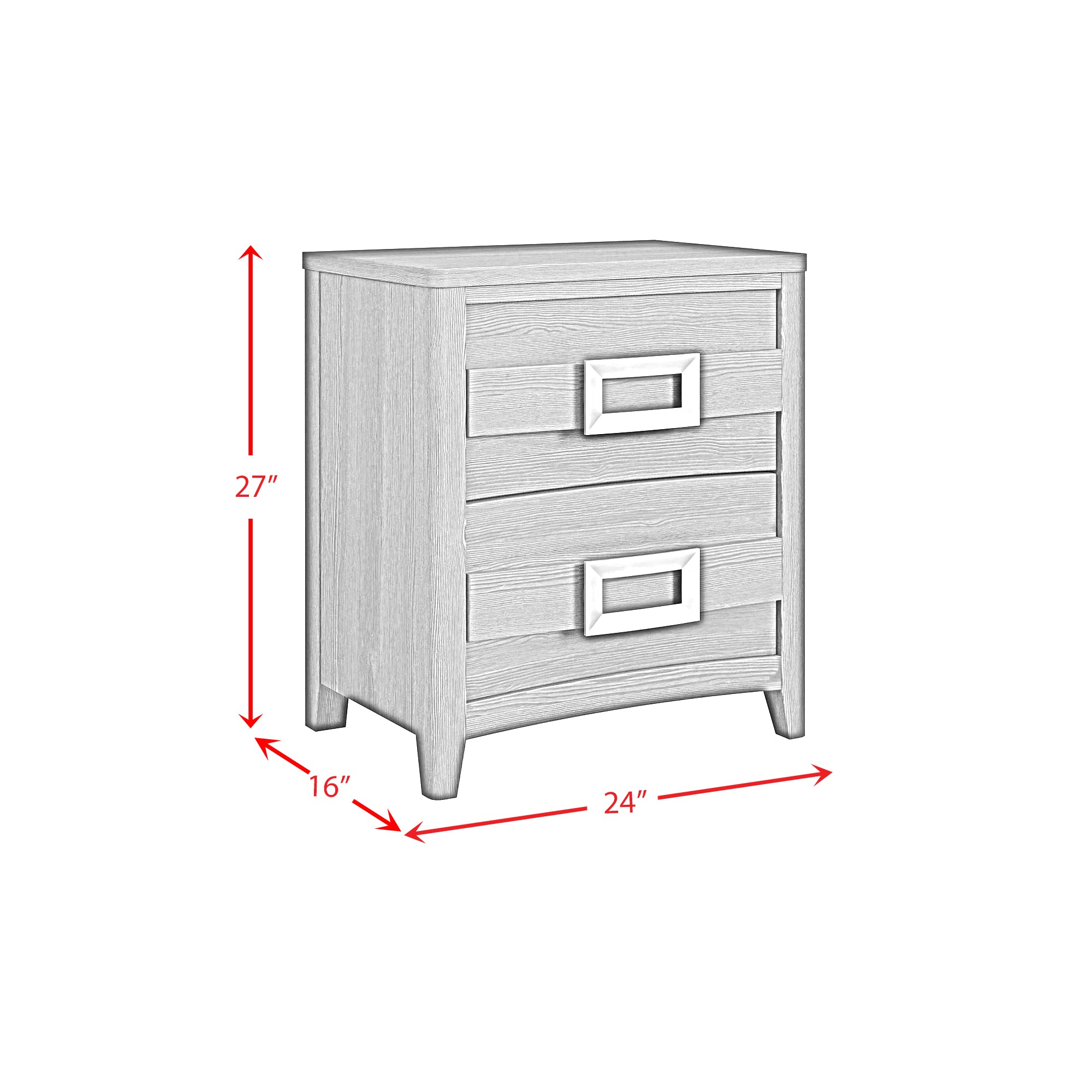 Tobias 2-Drawer Nightstand With Usb In Black