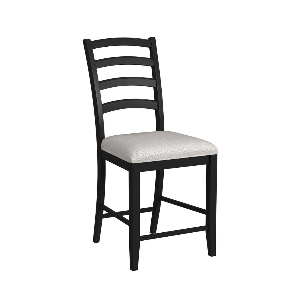Tulane 5Pc Counter Table & 4 Counter Chairs With Beige Fabric In Oak & Black