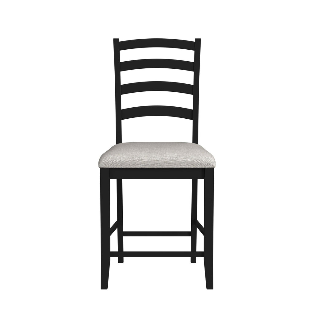 Tulane 5Pc Counter Table & 4 Counter Chairs With Beige Fabric In Oak & Black