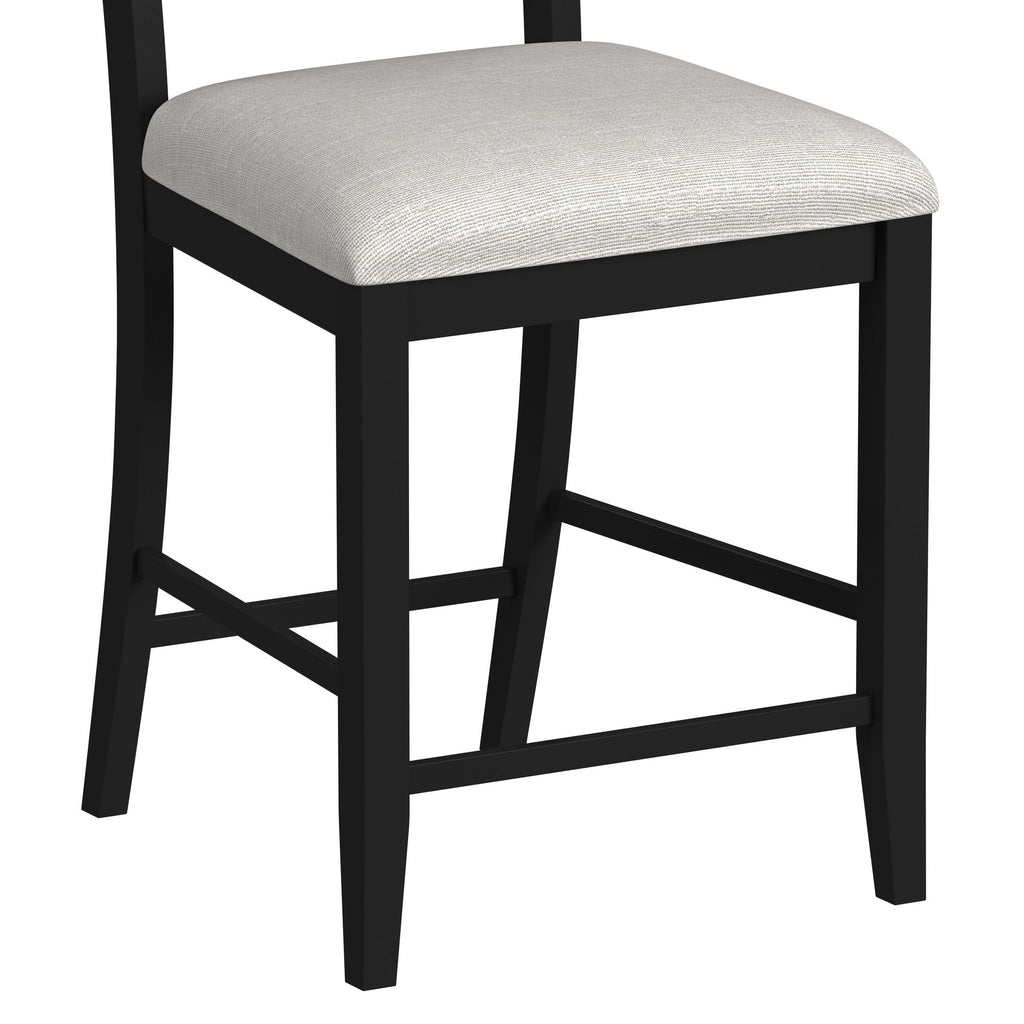 Tulane 5Pc Counter Table & 4 Counter Chairs With Beige Fabric In Oak & Black