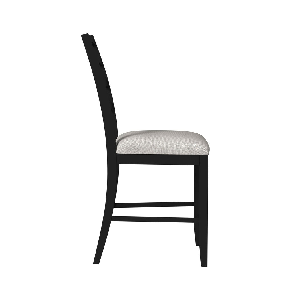 Tulane 5Pc Counter Table & 4 Counter Chairs With Beige Fabric In Oak & Black