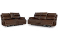 VonRyan Dual Power Leather Reclining Sofa and Loveseat