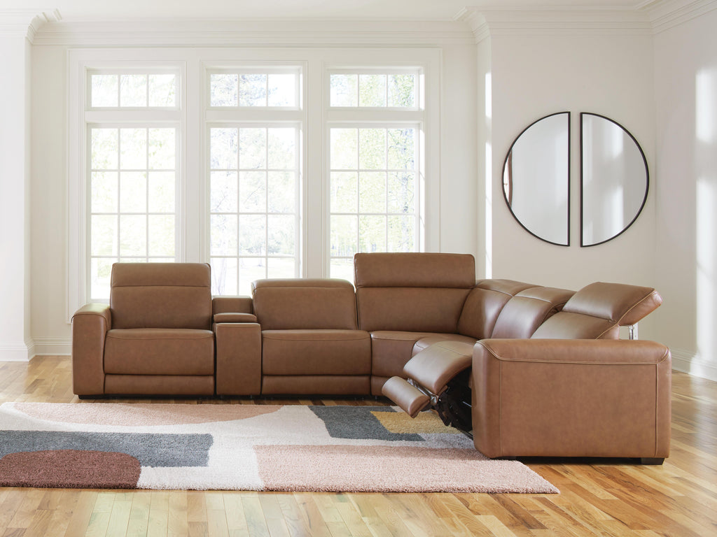 Magic Man sectional, 6-Piece Power Reclining Sectional with Console · 135 × 122 × 34 in, view 2